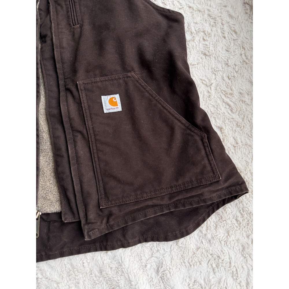 Carhartt Sandstone Mock Neck Sherpa Lined Vest Dark Brown WV001 Vintage Y2K L - Picture 9 of 15